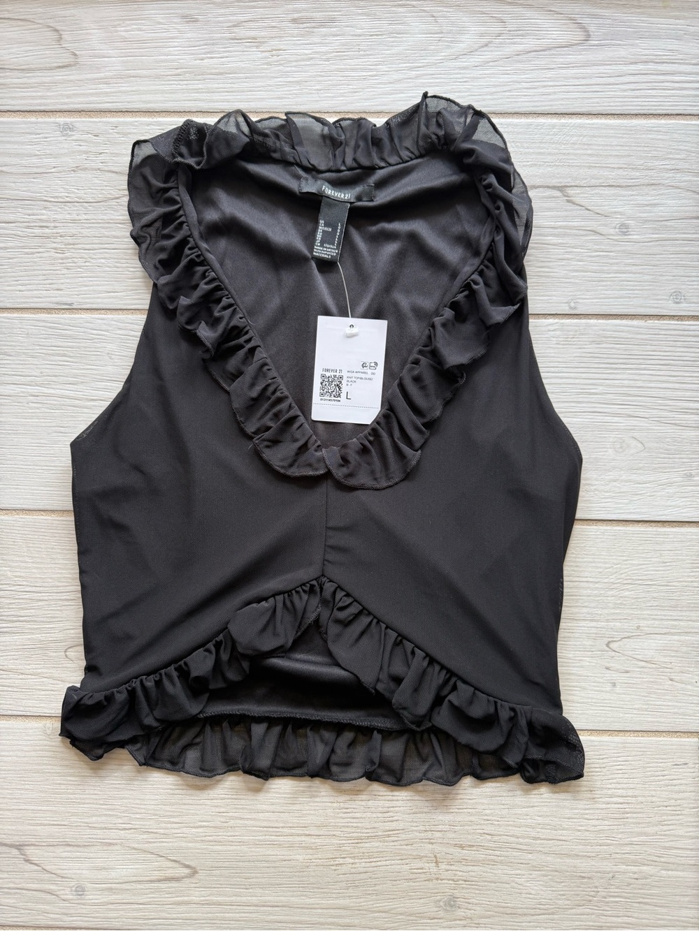 NWT Black Ruffle Chiffon Tank